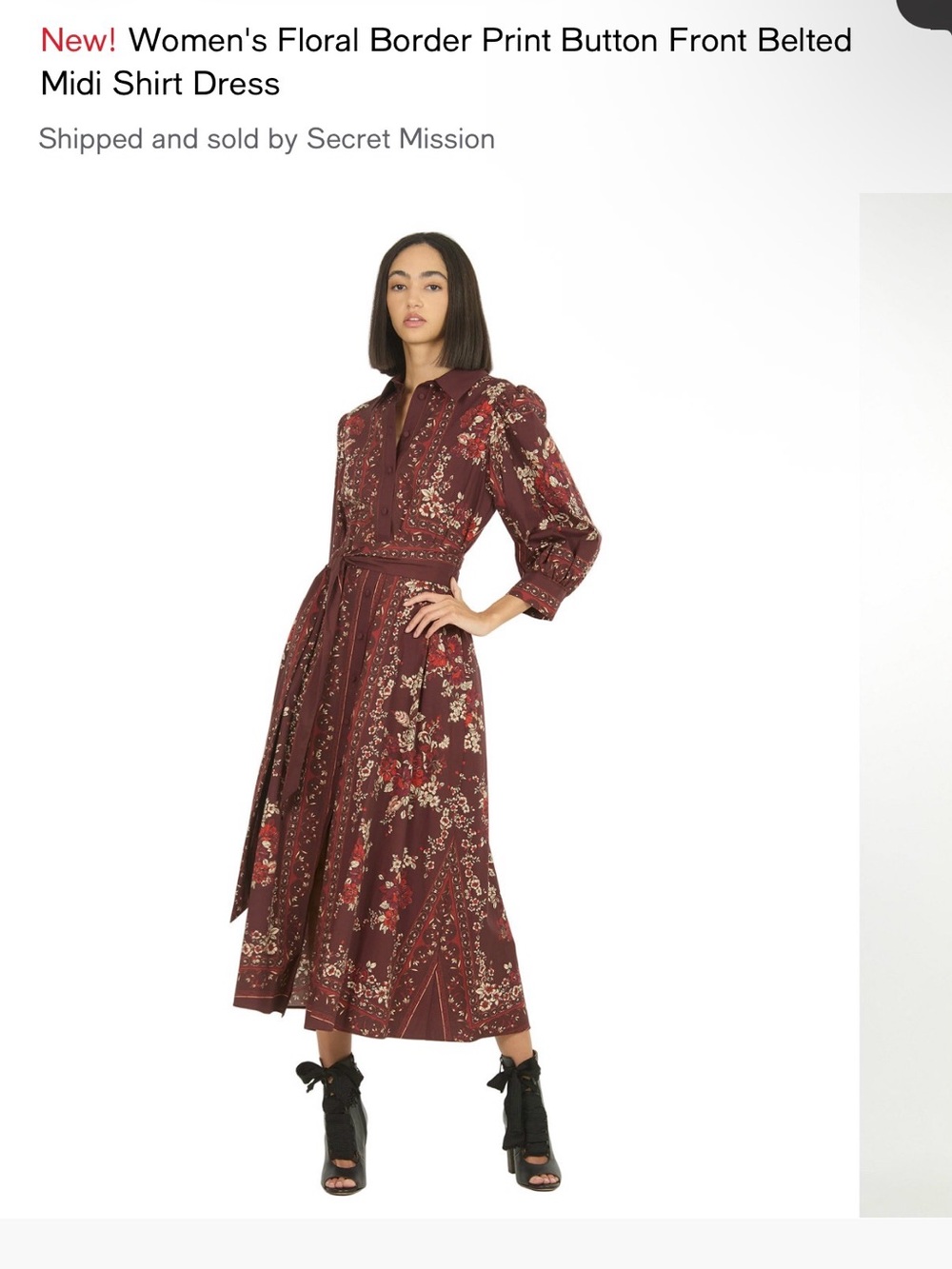 Secret Mission Women's Size Small Floral Print Midi Dress NWT Retail $395